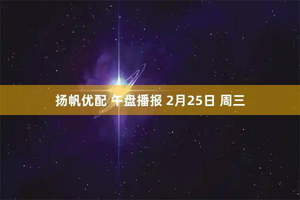 扬帆优配 午盘播报 2月25日 周三