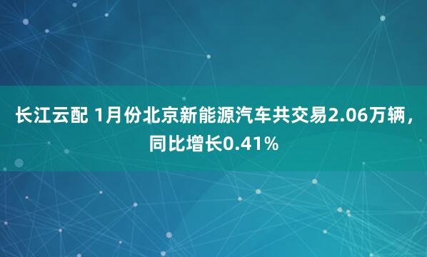 长江云配 1月份北京新能源汽车共交易2.06万辆，同比增长0.41%