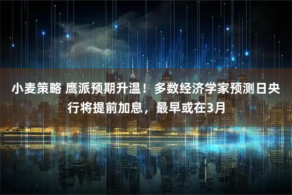 小麦策略 鹰派预期升温!多数经济学家预测日央行将提前加息,最早或在3月