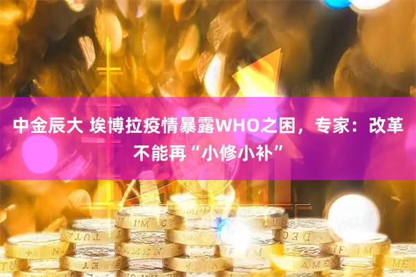 中金辰大 埃博拉疫情暴露WHO之困,专家:改革不能再“小修小补”